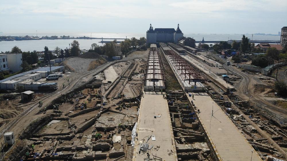 Haydarpaşa kazılarında son durum havadan görüntülendi