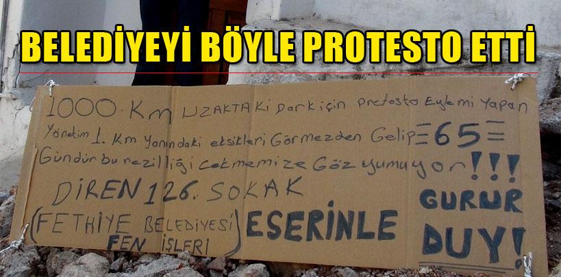 Fethiye Belediyesi'ne afişli protesto