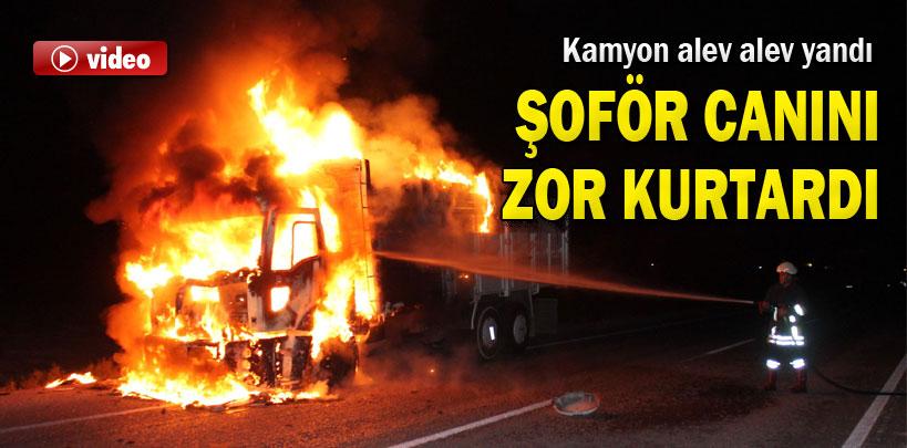Konya-Adana karayolunda kamyon yandı, sürücü canını zor kurtardı