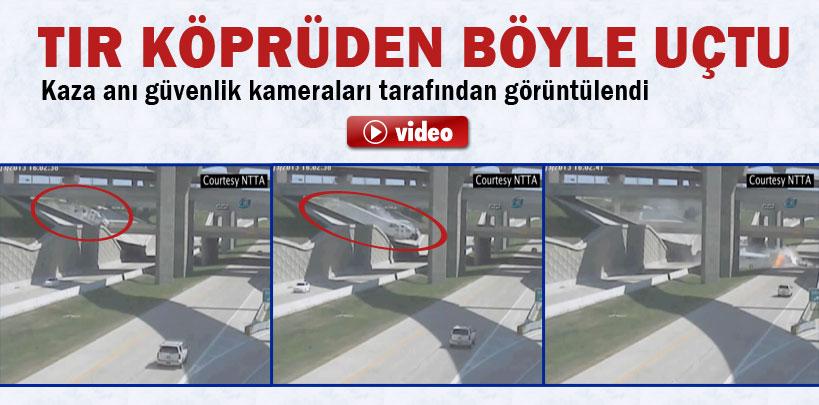 ABD'de aşırı yük taşıyan TIR köprüden böyle düştü