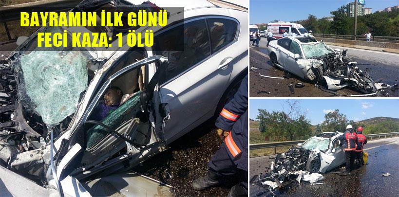 Lüks otomobil yol süpürme aracına çarptı, 1 ölü