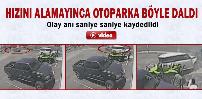 ABD'de bir otomobil otoparktaki araca böyle çarptı