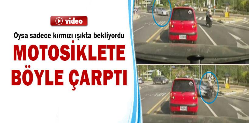 Ters yöne girince motosiklet sürücüsünü böyle ezdi