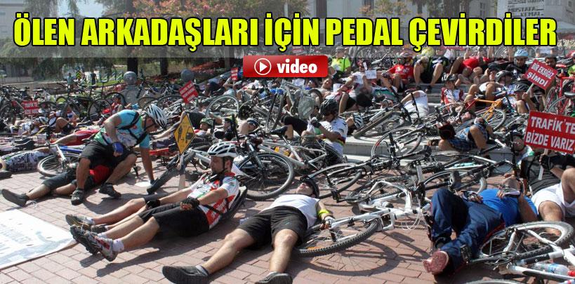 Bursa'da ölen arkadaşları için pedal çevirdiler
