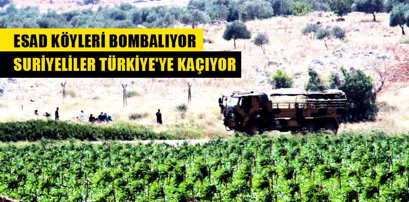 Esad köyleri bombalıyor, Suriyeliler Türkiye'ye kaçıyor