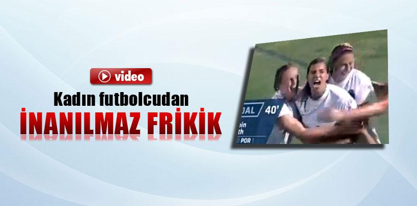 Kadın futbolcudan inanılmaz frikik