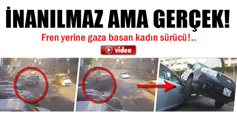 Kadın sürücü park halindeki aracın üzerine böyle çıktı