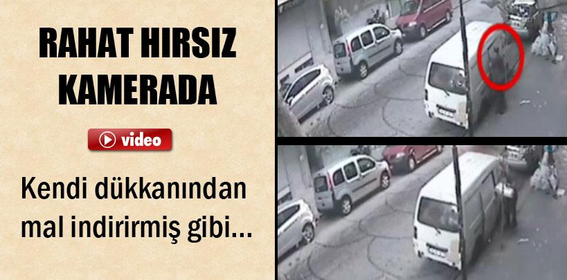 Deri hırsızı güvenlik kamerasına yakalandı