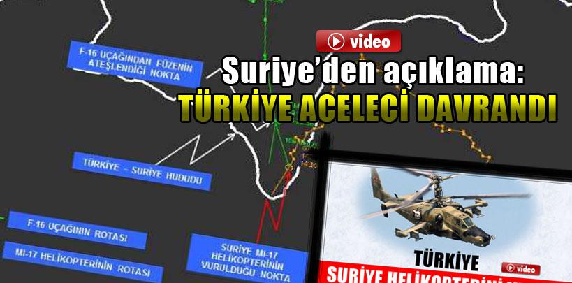 Suriye Genelkurmayı'ndan ‘helikopter' açıklaması