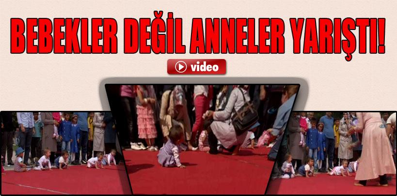 Sanki bebekler değil anneleri yarıştı