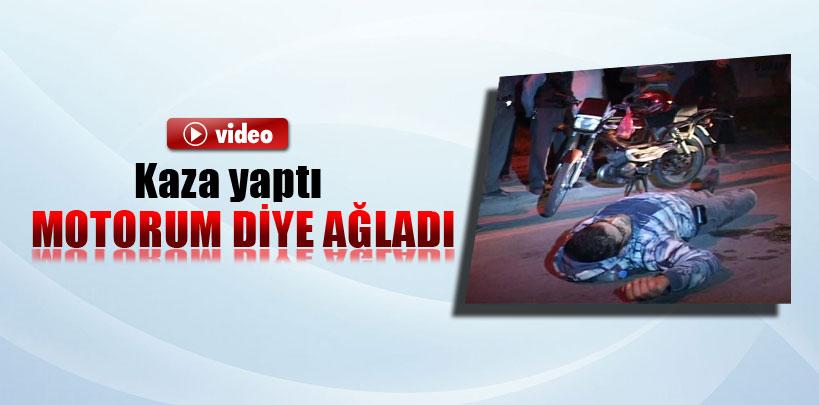 Konya'da bir motosiklet sürücüsü polisten kaçarken kaza yaptı