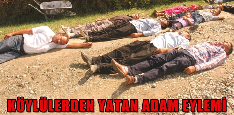 Osmaniye'de köylülerden 'yatan adam' eylemi