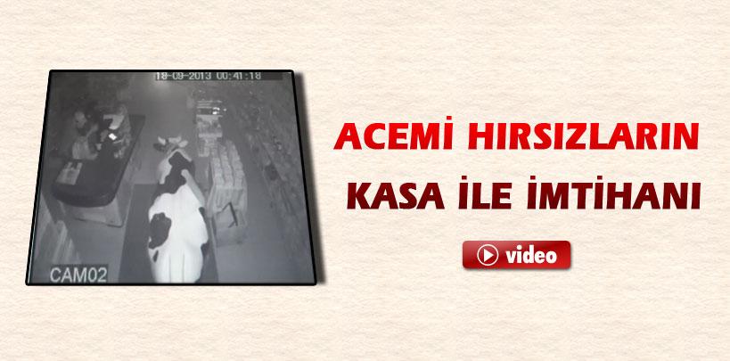 Acemi hırsızların kasa ile imtihanı