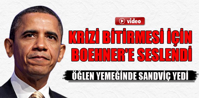 Obama sandviç yedi, krizi bitirmesi için Boehner'e seslendi