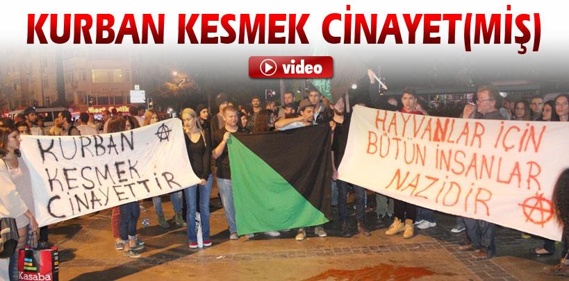 İzmir'de hayvan hakları aktivistlerinden kurban protestosu