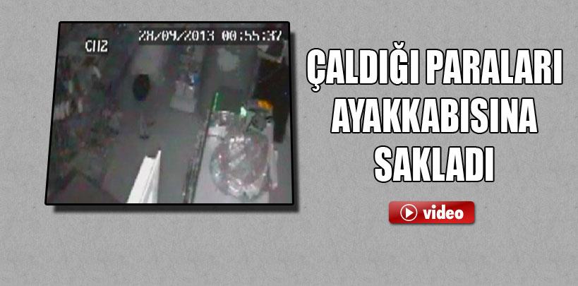 Çaldığı paraları ayakkabısına sakladı