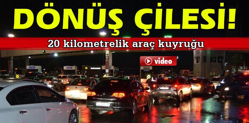 Topçular'da 20 kilometrelik araç kuyruğu