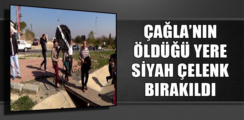 Üniversiteli Çağla'nın öldüğü yere siyah çelenk bırakıldı