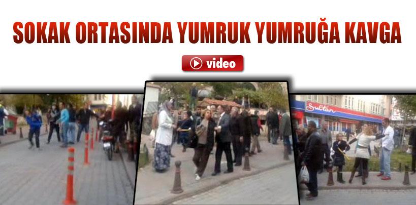 Kütahya'da sokak ortasında yumruk yumruğa kavga