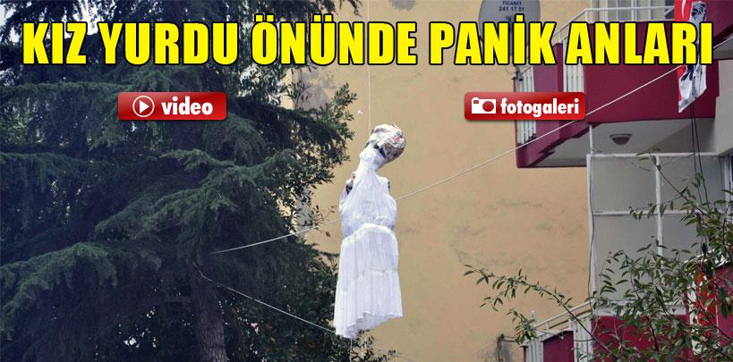 Kız yurdu önünde panik anları